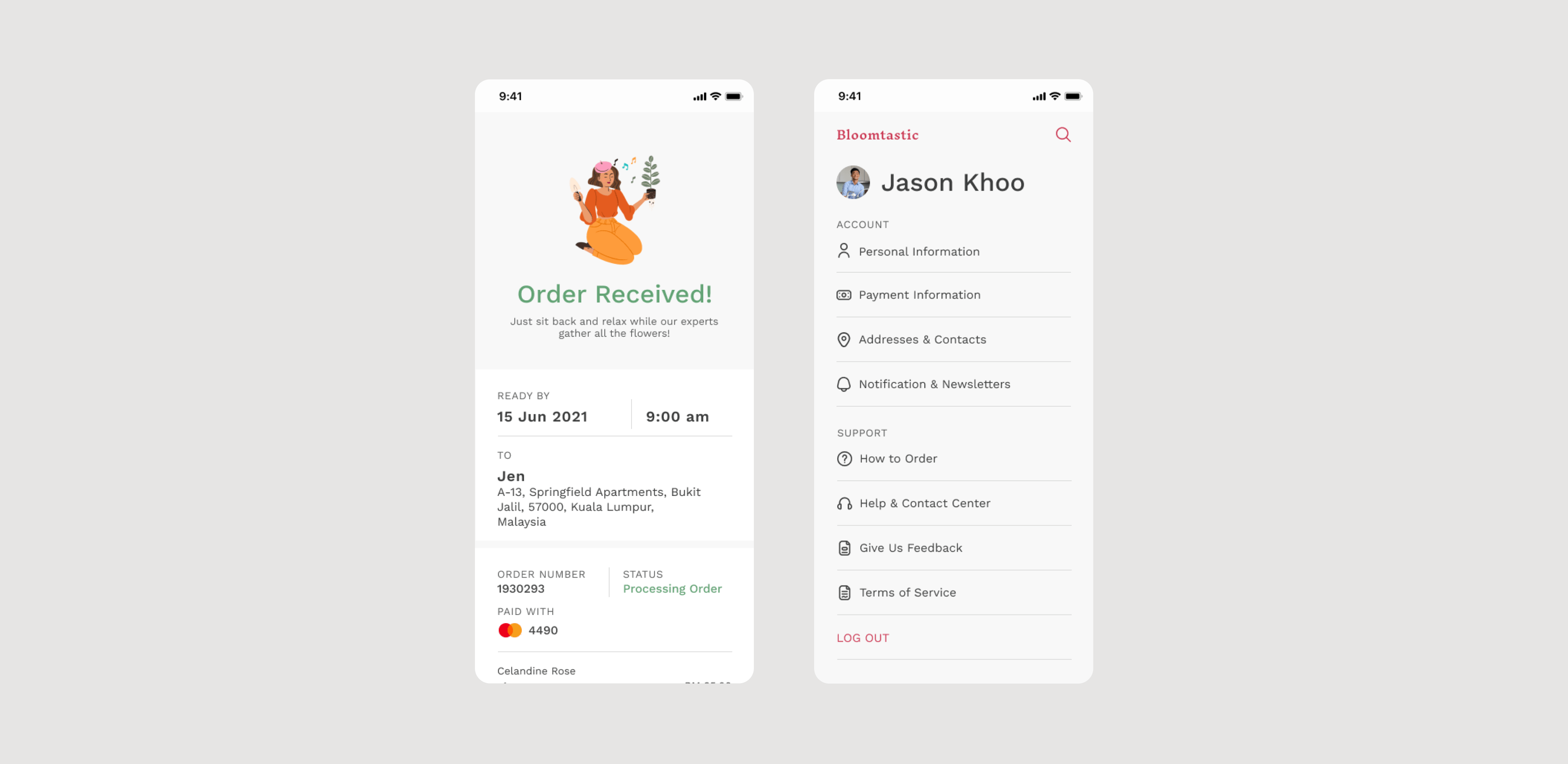 Mockup - Order summary and settings