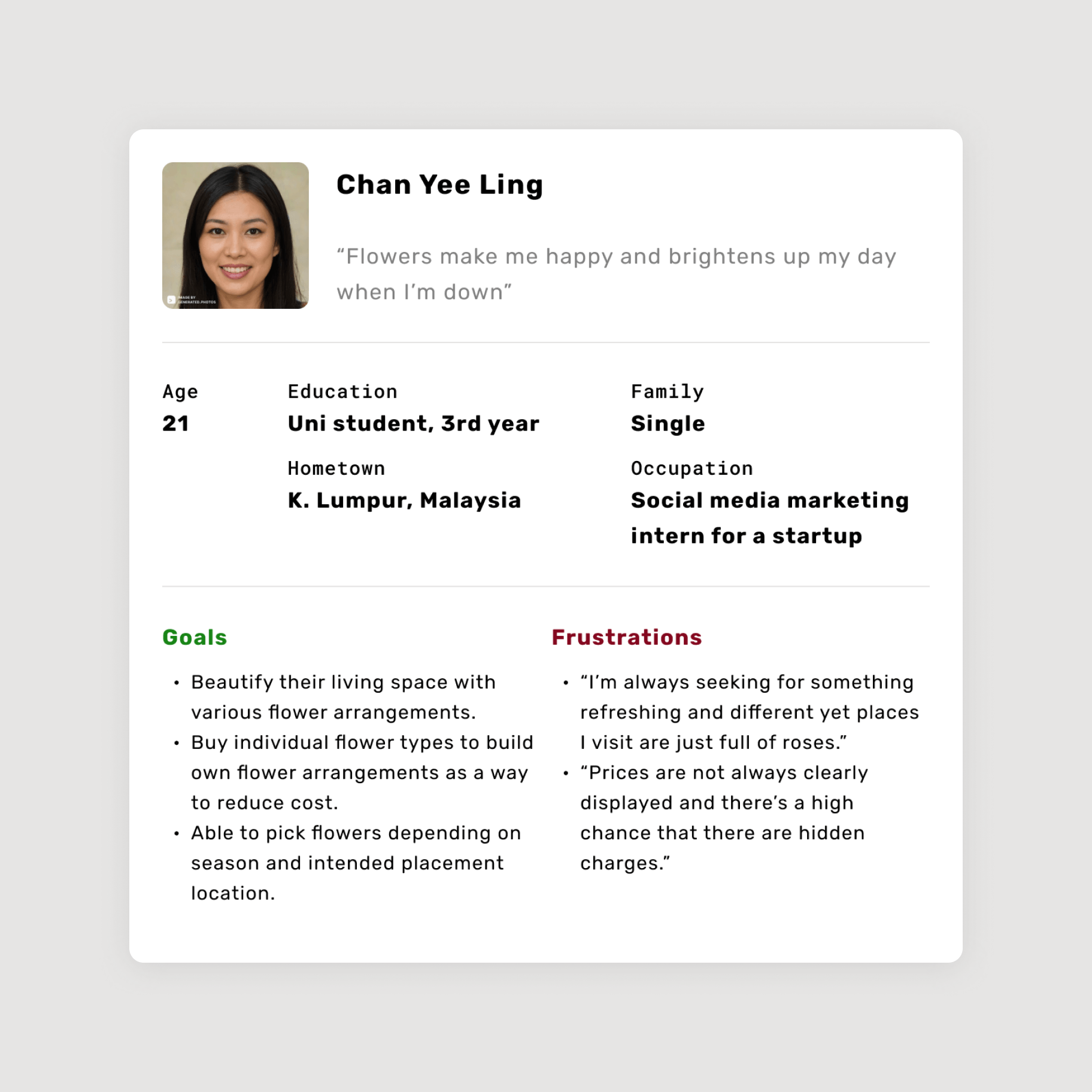 User persona 1: Chan Yee Ling