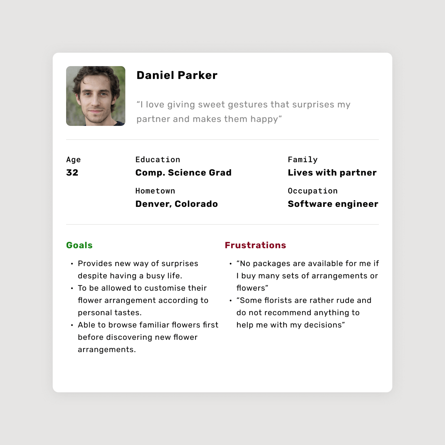 User persona 2: Daniel Parker