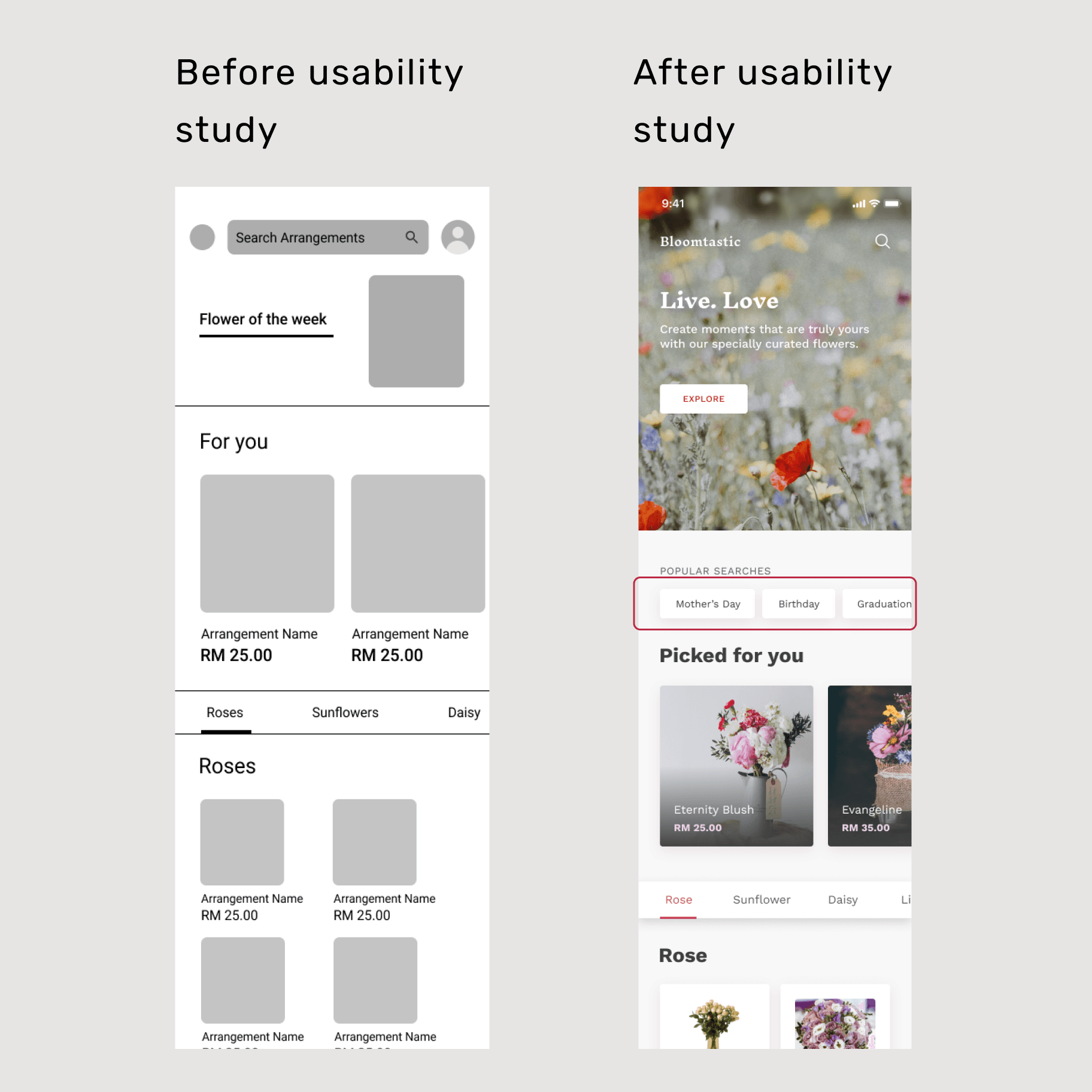 Mockups before and after usability study - Add common tag feature.