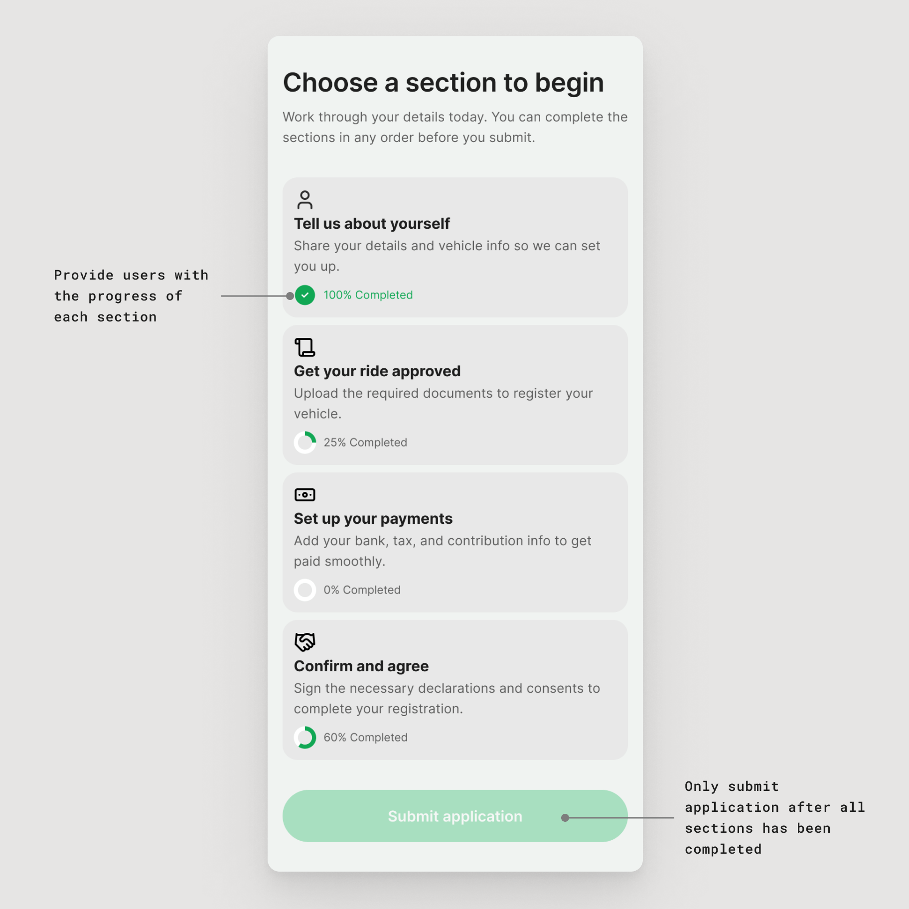 The main form menu page
