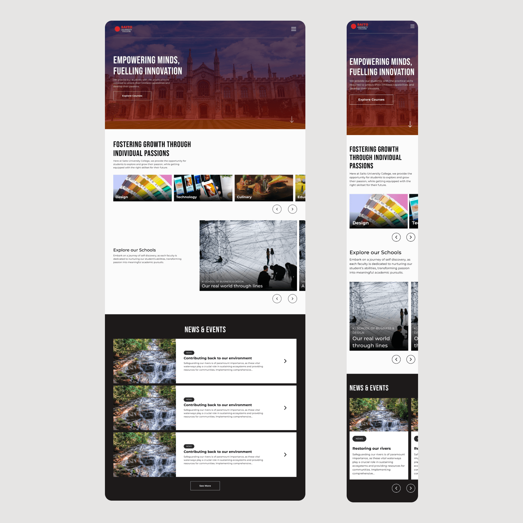 Mockup of landing page.